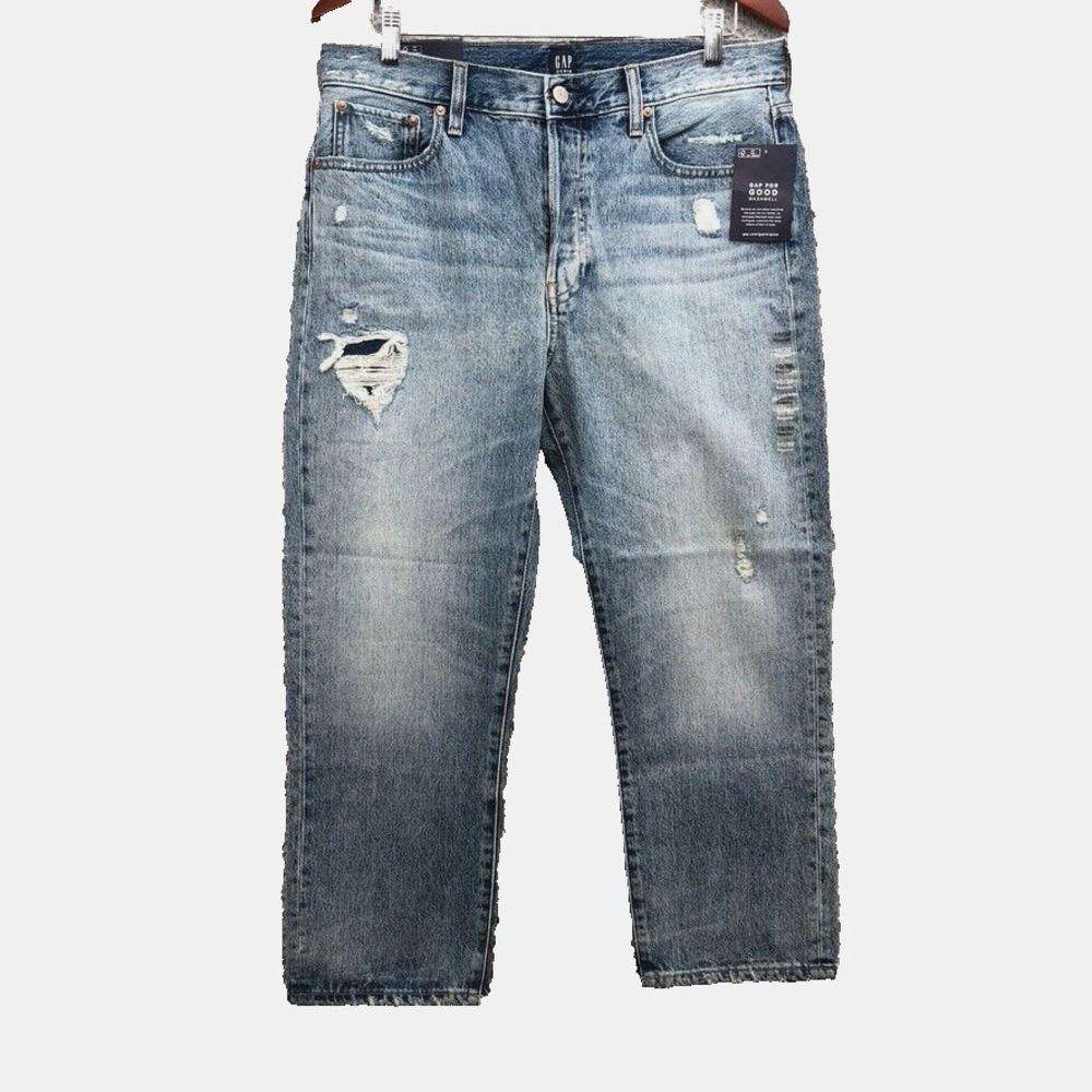 Gap‎ Denim Boyfriend Dark Empire Distressed Jeans Womens 30 10 Denim High Rise